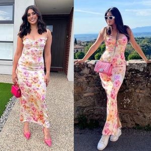 HOUSE OF CB 'Josefina' Ivory‎ Floral Maxi Dress NWOT size XL